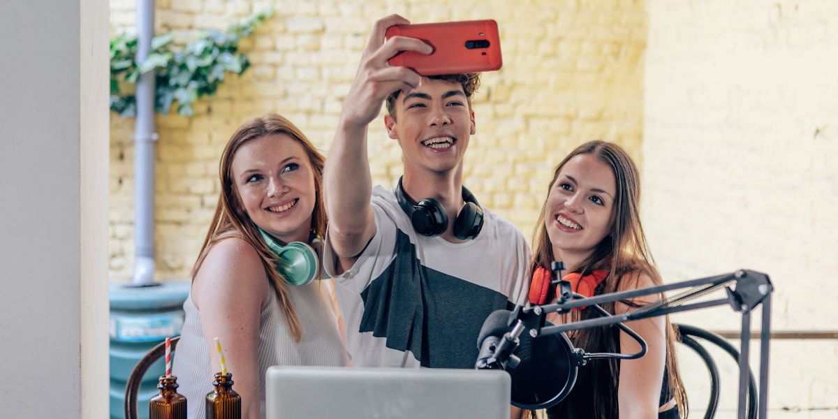 Group of Gen Z taking a selfie