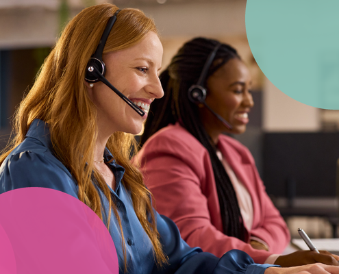 Customer service temps starting a shift in a busy contact centre